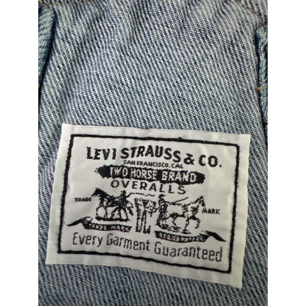 Levi's Womens Medium Denim Shortalls Blue Bib Overall Shorts Adjustable Cotton - Picture 11 of 14